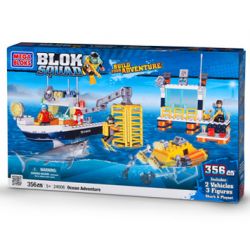 MEGA BLOKS 24008 non  CUỘC PHIÊU LƯU TRÊN ĐẠI DƯƠNG bộ đồ chơi xếp lắp ráp ghép mô hình City OCEAN ADVENTURE Thành Phố 354 khối