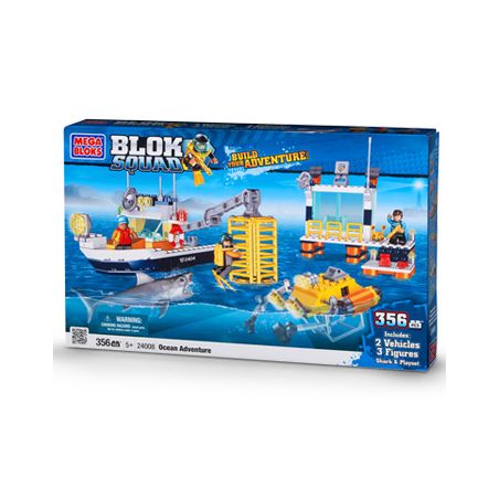 MEGA BLOKS 24008 non  CUỘC PHIÊU LƯU TRÊN ĐẠI DƯƠNG bộ đồ chơi xếp lắp ráp ghép mô hình City OCEAN ADVENTURE Thành Phố 354 khối