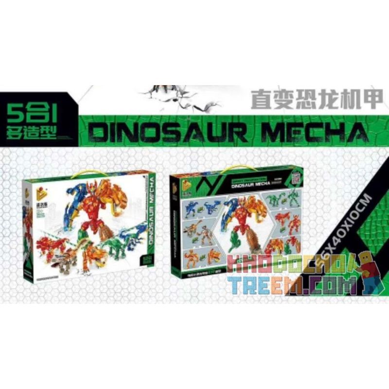 PanlosBrick 633061 Panlos Brick 633061 non  MECH KHỦNG LONG THAY ĐỔI THẲNG 5 TRONG 1 ĐA HÌNH DẠNG bộ đồ chơi xếp lắp ráp ghép mô hình Dino DINOSAUR MECHA 1215 khối