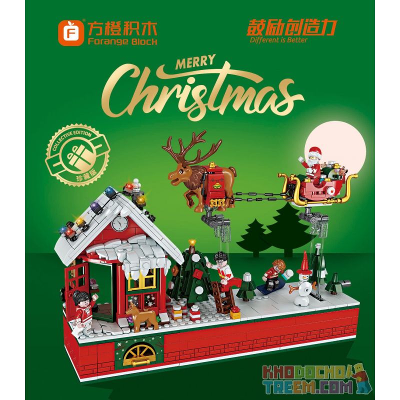 FORANGE FC6003 6003 non  TIỆC GIÁNG SINH BAY bộ đồ chơi xếp lắp ráp ghép mô hình MERRY CHRISTMAS 940 khối