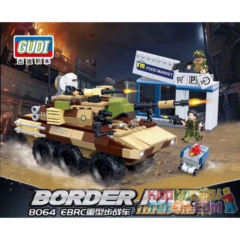 GUDI 8064 non  XE CHIẾN ĐẤU BỘ BINH HẠNG NẶNG EBRC bộ đồ chơi xếp lắp ráp ghép mô hình Military Army BORDER RAID Quân Sự Bộ Đội 403 khối