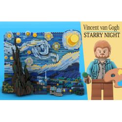 DK 3001 QIZHILE 90024 non  ĐÊM ĐẦY SAO bộ đồ chơi xếp lắp ráp ghép mô hình Creator Expert VINCENT VAN GOGH THE STARRY NIGHT Chuyên Gia Sáng Tạo 1830 khối