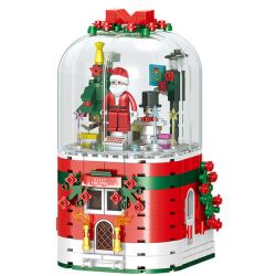 ZHEGAO QL0981 0981 QL1014 1014 non  HỘP NHẠC GIÁNG SINH bộ đồ chơi xếp lắp ráp ghép mô hình MERRY CHRISTMAS 355 khối