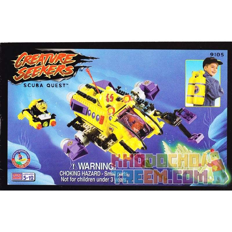 MEGA BLOKS 9105 non  KHÁM PHÁ DƯỚI NƯỚC bộ đồ chơi xếp lắp ráp ghép mô hình SCUBA QUEST 300 khối