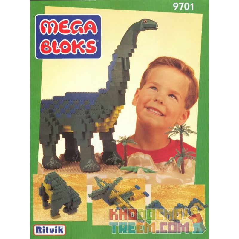MEGA BLOKS 9701 non  BRONTOSAURUS. bộ đồ chơi xếp lắp ráp ghép mô hình 740 khối