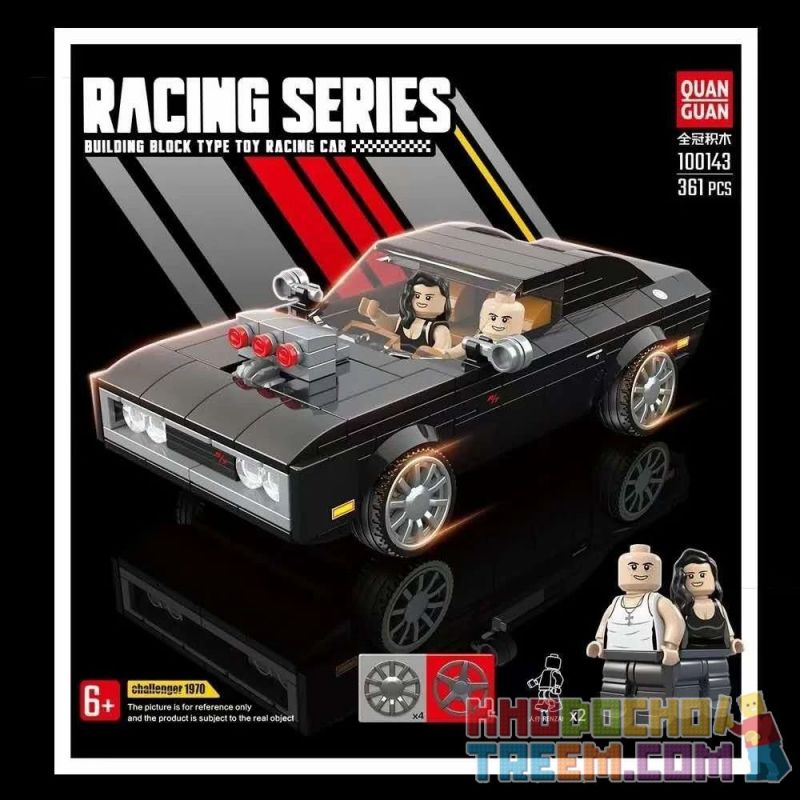 QuanGuan 100143 Quan Guan 100143 non  DODGE 1970. bộ đồ chơi xếp lắp ráp ghép mô hình Speed Champions Racing Cars CHALLENGER 1970 Đua Xe Công Thức 361 khối