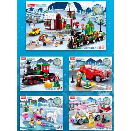 SLUBAN M38-B0889A B0889A 0889A M38B0889A 38-B0889A M38-B0889B B0889B 0889B M38B0889B 38-B0889B M38-B0889C B0889C 0889C M38B0889C 38-B0889C M38-B0889D B0889D 0889D M38B0889D 38-B0889D non  4 ĐOÀN TÀU QUÀ GIÁNG SINH Ô TÔ CHỞ ĐẦY VUÔNG TẾT ĐỒ CHƠI bộ đồ chơi xếp lắp ráp ghép mô hình Seasonal HAPPY NEW YEAR Mùa Lễ Hội 601 khối