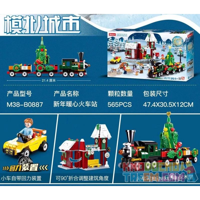 SLUBAN M38-B0887 B0887 0887 M38B0887 38-B0887 non  GIÁNG SINH VÀ NĂM MỚI NHÀ GA TRÁI TIM ẤM ÁP bộ đồ chơi xếp lắp ráp ghép mô hình Seasonal HAPPY NEW YEAR Mùa Lễ Hội 565 khối