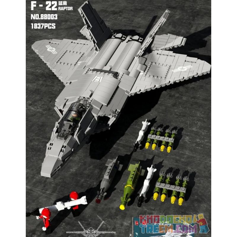 JUHANG 88003 REBRICKABLE MOC-35918 35918 MOC35918 REOBRIX 33020 non  RAPTOR F-22 bộ đồ chơi xếp lắp ráp ghép mô hình Military Army F-22 RAPTOR FIGHTER Quân Sự Bộ Đội 1837 khối