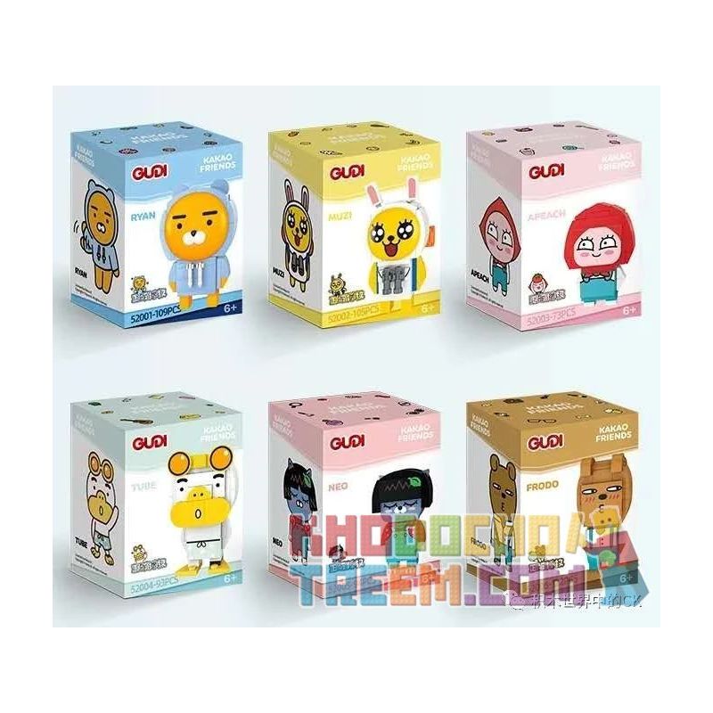 GUDI 52001 52002 52003 52004 52005 52006 non  6 NGƯỜI BẠN CA CAO bộ đồ chơi xếp lắp ráp ghép mô hình KAKAO  596 khối