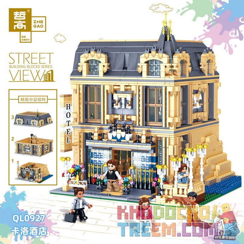 ZHEGAO QL0927 0927 non  KHÁCH SẠN CARLO bộ đồ chơi xếp lắp ráp ghép mô hình Creator Expert STREET VIEW Chuyên Gia Sáng Tạo 2099 khối
