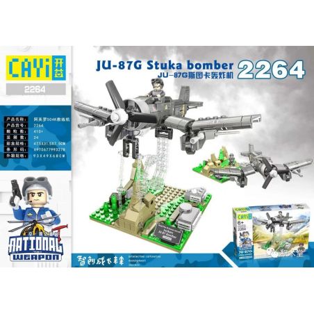 CAYI 2264 non  MÁY BAY NÉM BOM JU-87G STUKA bộ đồ chơi xếp lắp ráp ghép mô hình National Weapon JU-87G STUKA BOMBER Vũ Khí Quốc Gia 410 khối