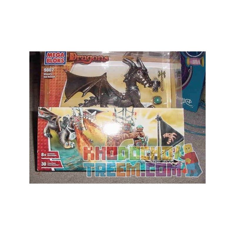 MEGA BLOKS 9807 non  CUỘC TẤN CÔNG ĐẠI DƯƠNG CỦA WIZARD bộ đồ chơi xếp lắp ráp ghép mô hình WIZARD'S SEA ASSAULT 30 khối