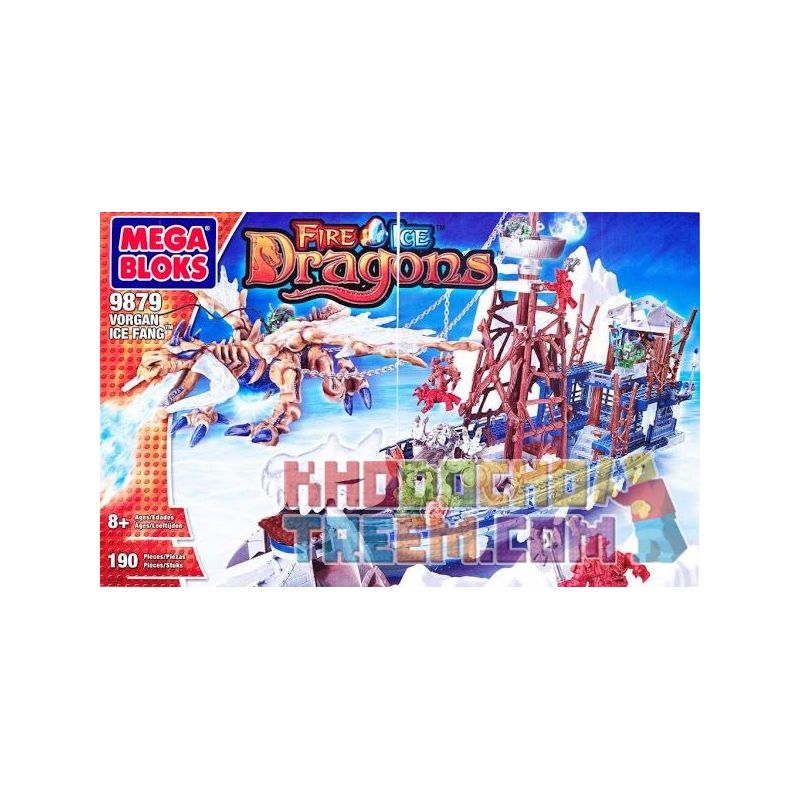MEGA BLOKS 9879 non  RĂNG BĂNG QUÝ TRÌNH bộ đồ chơi xếp lắp ráp ghép mô hình VORGAN ICE FANG 198 khối