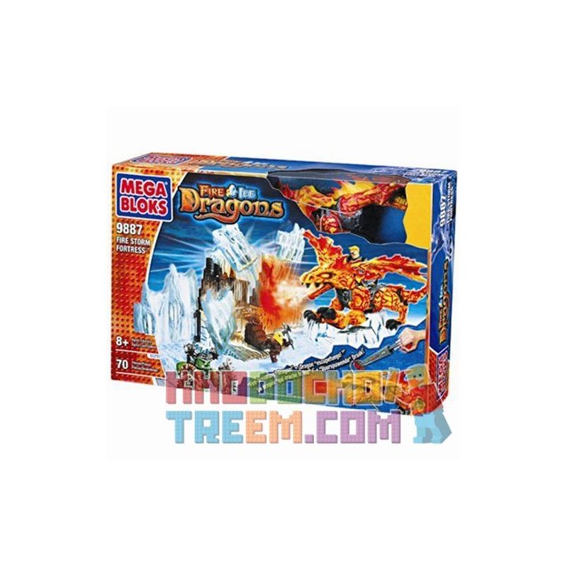 MEGA BLOKS 9887 non  PHÁO ĐÀI FLAME STORM. bộ đồ chơi xếp lắp ráp ghép mô hình FIRE STORM FORTRESS 70 khối