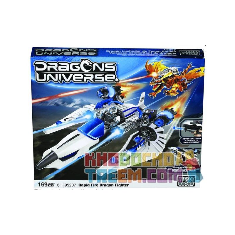 MEGA BLOKS 95207 non  MÁY BAY CHIẾN ĐẤU RỒNG LỬA NHANH bộ đồ chơi xếp lắp ráp ghép mô hình RAPID FIRE DRAGON FIGHTER 169 khối