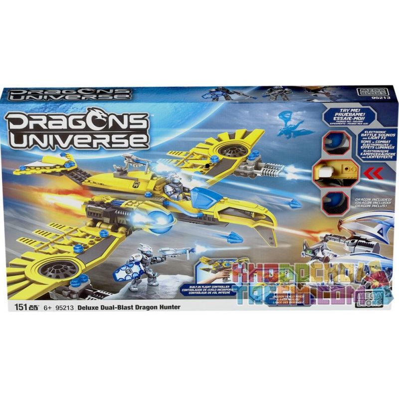 MEGA BLOKS 95213 non  DELUXE ĐÔI NGƯỜI NỔ bộ đồ chơi xếp lắp ráp ghép mô hình DELUXE DUAL-BLAST DRAGON HUNTER 151 khối