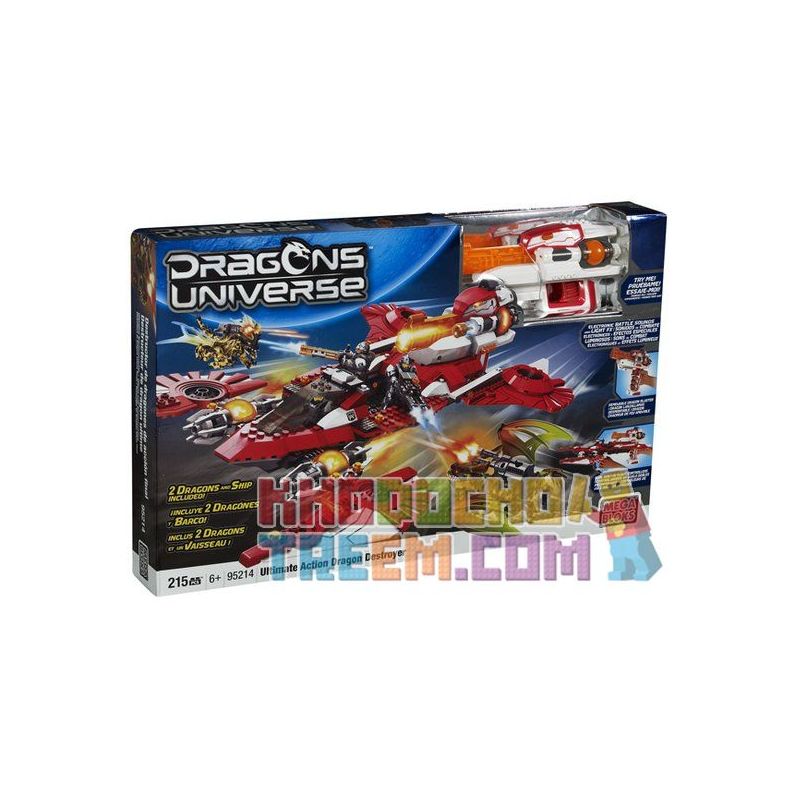 MEGA BLOKS 95214 non  KẺ HỦY DIỆT RỒNG TỐI THƯỢNG bộ đồ chơi xếp lắp ráp ghép mô hình ULTIMATE ACTION DRAGON DESTROYER 215 khối
