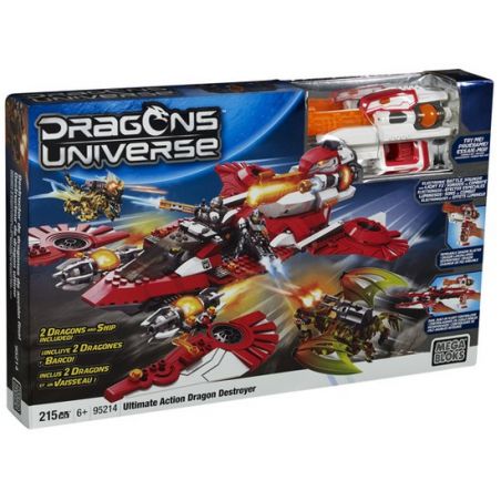 MEGA BLOKS 95214 non  KẺ HỦY DIỆT RỒNG TỐI THƯỢNG bộ đồ chơi xếp lắp ráp ghép mô hình ULTIMATE ACTION DRAGON DESTROYER 215 khối
