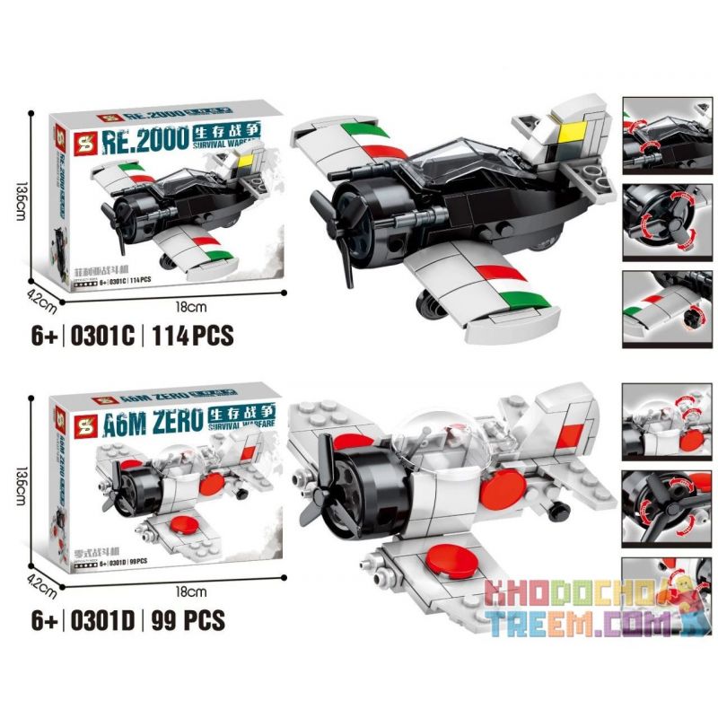 SHENG YUAN SY 0301B 0301C 0301D 0301A non  MÁY BAY CHIẾN ĐẤU 4 bộ đồ chơi xếp lắp ráp ghép mô hình Military Army SURVIVAL WARFARE Quân Sự Bộ Đội 426 khối