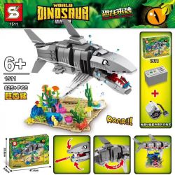 SHENG YUAN SY 1511 non  SHARK RĂNG KHỔNG LỒ bộ đồ chơi xếp lắp ráp ghép mô hình Jurassic World DINOSAUR WORLD Thế Giới Khủng Long 625 khối