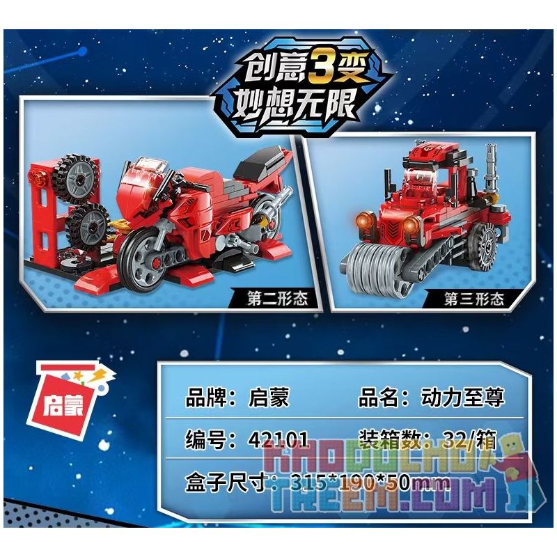 Enlighten 42101 Qman 42101 non  QUYỀN LỰC TỐI CAO bộ đồ chơi xếp lắp ráp ghép mô hình Creator 3 In 1 TRANS-COMBO Sáng Tạo Với 3 Mẫu 305 khối