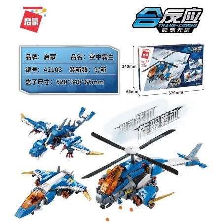 Enlighten 42103 Qman 42103 non  LÃNH CHÚA TRÊN KHÔNG bộ đồ chơi xếp lắp ráp ghép mô hình Creator 3 In 1 TRANS-COMBO Sáng Tạo Với 3 Mẫu 604 khối