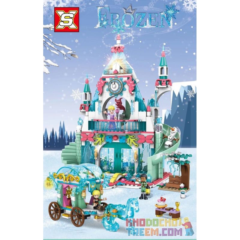 SX 3060 non  LÂU ĐÀI BĂNG TƯỞNG TƯỢNG bộ đồ chơi xếp lắp ráp ghép mô hình Frozen Nữ Hoàng Băng Giá 943 khối