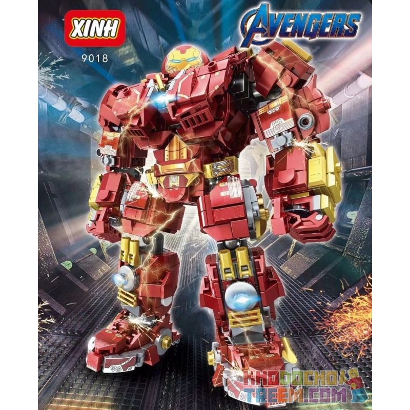 XINH 9018 non  ÁO GIÁP CHỐNG HULK bộ đồ chơi xếp lắp ráp ghép mô hình Super Heroes AVENGERS Siêu Nhân Anh Hùng 711 khối