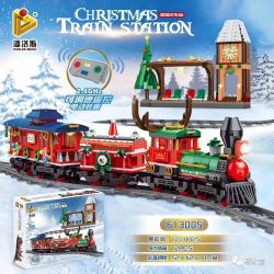 PanlosBrick 613005 Panlos Brick 613005 non  GA GIÁNG SINH bộ đồ chơi xếp lắp ráp ghép mô hình City CHRISTMAS TRAIN STATION Thành Phố 1217 khối