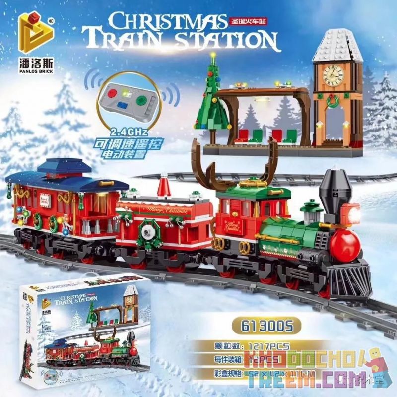 PanlosBrick 613005 Panlos Brick 613005 non  GA GIÁNG SINH bộ đồ chơi xếp lắp ráp ghép mô hình City CHRISTMAS TRAIN STATION Thành Phố 1217 khối