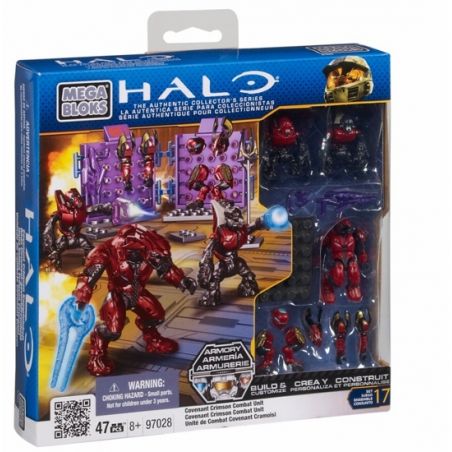 MEGA BLOKS 97028 96959 non  STAR LEAGUE DARK RED FIGHT FACE bộ đồ chơi xếp lắp ráp ghép mô hình Movie & Game COVENANT CRIMSON COMBAT UNIT Phim Và Trò Chơi 47 khối