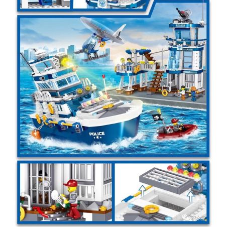 ZHEGAO QL0231 0231 non  TRỤ SỞ CẢNH SÁT HÀNG HẢI bộ đồ chơi xếp lắp ráp ghép mô hình City POLICE Thành Phố 866 khối