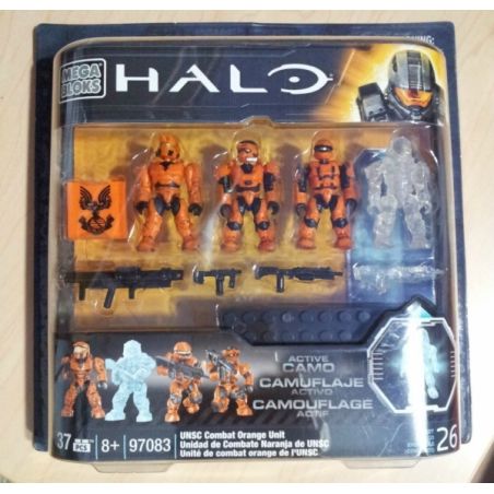 MEGA BLOKS 97083 non  ĐƠN VỊ CHIẾN ĐẤU MÀU CAM UNSC bộ đồ chơi xếp lắp ráp ghép mô hình Movie & Game UNSC COMBAT ORANGE UNIT Phim Và Trò Chơi 37 khối