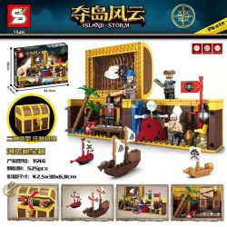 SHENG YUAN SY 1546 non  RƯƠNG KHO BÁU CƯỚP BIỂN bộ đồ chơi xếp lắp ráp ghép mô hình Pirates Of The Caribbean ISLAND STORM Cướp Biển Vùng Caribe 526 khối