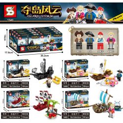 SHENG YUAN SY 1540A 1540B 1540C 1540D non  TÀU CƯỚP BIỂN MINI 4 bộ đồ chơi xếp lắp ráp ghép mô hình Pirates Of The Caribbean ISLAND STORM Cướp Biển Vùng Caribe 495 khối