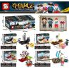 SHENG YUAN SY 1540A 1540B 1540C 1540D non  TÀU CƯỚP BIỂN MINI 4 bộ đồ chơi xếp lắp ráp ghép mô hình Pirates Of The Caribbean ISLAND STORM Cướp Biển Vùng Caribe 495 khối