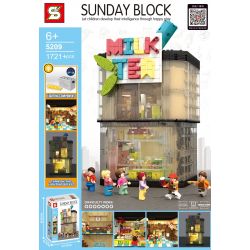 SHENG YUAN SY 5209 non  QUANG CẢNH ĐƯỜNG PHỐ QUÁN TRÀ SỮA bộ đồ chơi xếp lắp ráp ghép mô hình Creator MILK TEA Sáng Tạo 1721 khối