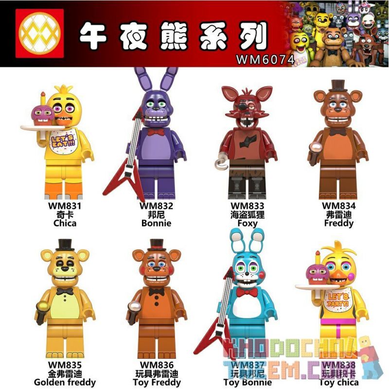 WM 6074 831 832 833 834 835 836 837 838 non  DÒNG GẤU LÚC NỬA ĐÊM bộ đồ chơi xếp lắp ráp ghép mô hình Movie & Game FIVE NIGHTS AT FREDDY'S Phim Và Trò Chơi