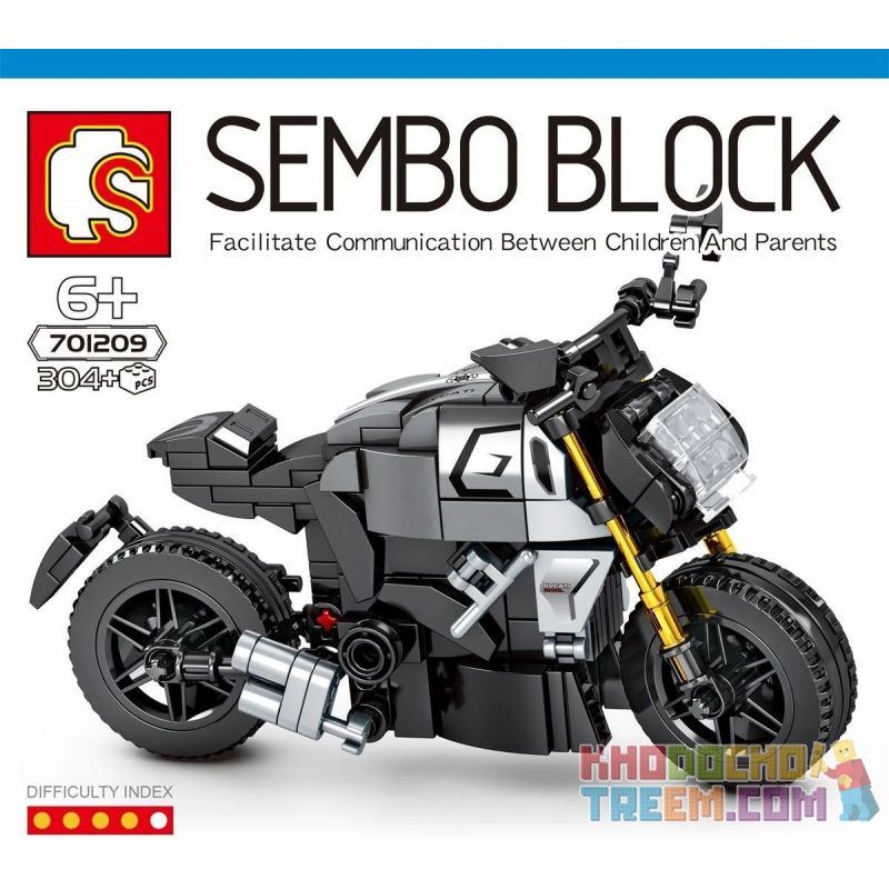 SEMBO 701209 non  XE MÁY 701209 bộ đồ chơi xếp lắp ráp ghép mô hình Speed Champions Racing Cars DUCATI DIAVEL Đua Xe Công Thức 304 khối