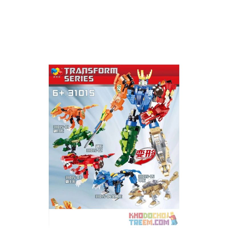 QIZHILE 31015 non  5 LOẠI ROBOT KẾT HỢP KHỦNG LONG PARASAURUS STEGOSAURUS TYRANNOSAURUS ACANTHOSAURUS ANKYLOSAURUS bộ đồ chơi xếp lắp ráp ghép mô hình Jurassic World TRANSFORM SERIES Thế Giới Khủng Long 1338 khối