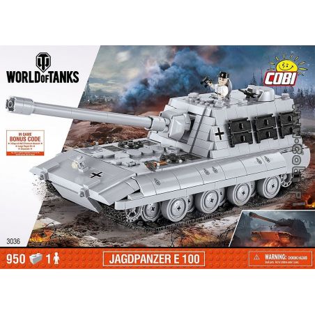 COBI 3036 non  XE TĂNG SIÊU NẶNG E-100 bộ đồ chơi xếp lắp ráp ghép mô hình Military Army JAGDPANZER 100 Quân Sự Bộ Đội 950 khối