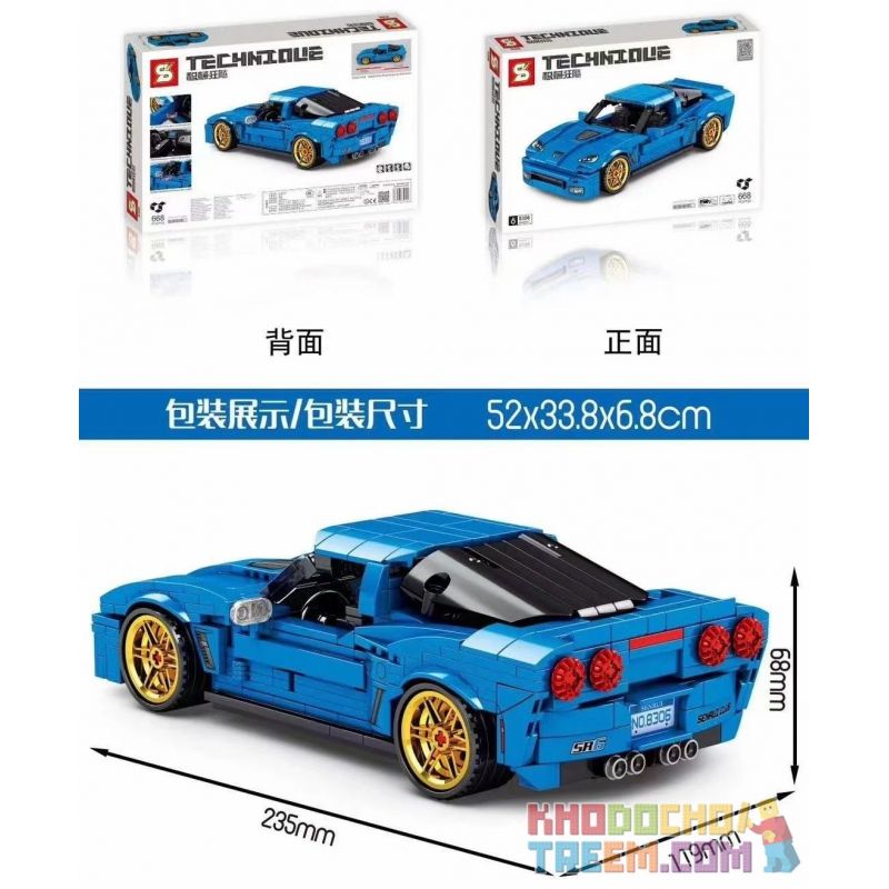 SHENG YUAN SY 8306 non  XE KÉO LÙI CORVETTE Z06 bộ đồ chơi xếp lắp ráp ghép mô hình  CHEVROLET Z06 Kỹ Thuật Công Nghệ Cao Mô Hình Phương Tiện 668 khối