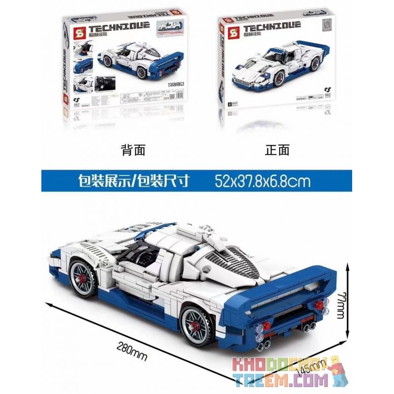 SHENG YUAN SY 8410 non  XE KÉO MASERATI bộ đồ chơi xếp lắp ráp ghép mô hình  Kỹ Thuật Công Nghệ Cao Mô Hình Phương Tiện 862 khối