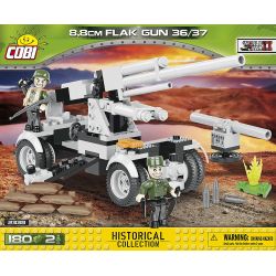 COBI 2338 non  8 CM 36 SÚNG PHÒNG KHÔNG 37 NĂM bộ đồ chơi xếp lắp ráp ghép mô hình Military Army FLAK 36/37 88 MM - ON WHEELS Quân Sự Bộ Đội 180 khối