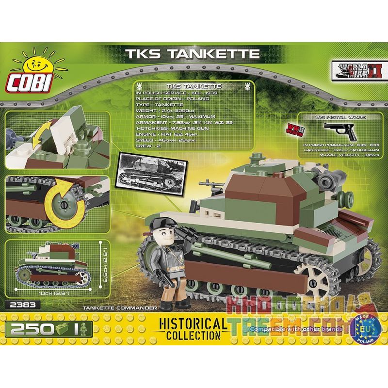 COBI 2383 non  TKS BỂ NHỎ bộ đồ chơi xếp lắp ráp ghép mô hình Military Army TKS TANKETTE Quân Sự Bộ Đội 250 khối