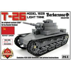 BRICKMANIA 263 non  TĂNG HẠNG NHẸ T-26 bộ đồ chơi xếp lắp ráp ghép mô hình Military Army T-26 LIGHT TANK Quân Sự Bộ Đội 430 khối