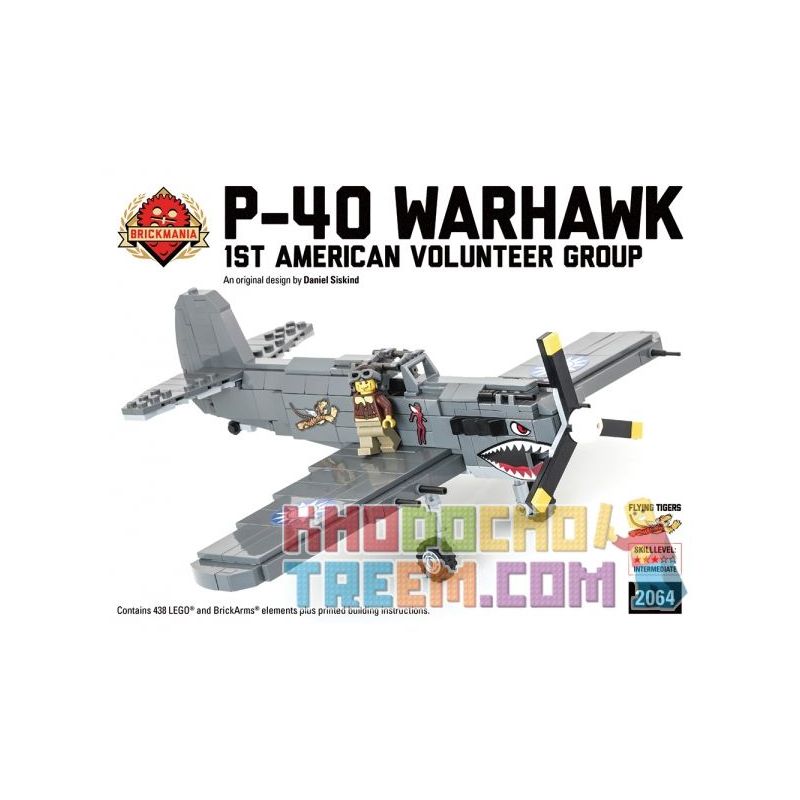 BRICKMANIA 2064 non  BỘ P-40 WARHAWK FIGHTER-PREMIUM BLACK BOX EDITION bộ đồ chơi xếp lắp ráp ghép mô hình Military Army P-40 WARHAWK PREMIUM BLACK BOX EDITION KIT Quân Sự Bộ Đội 506 khối