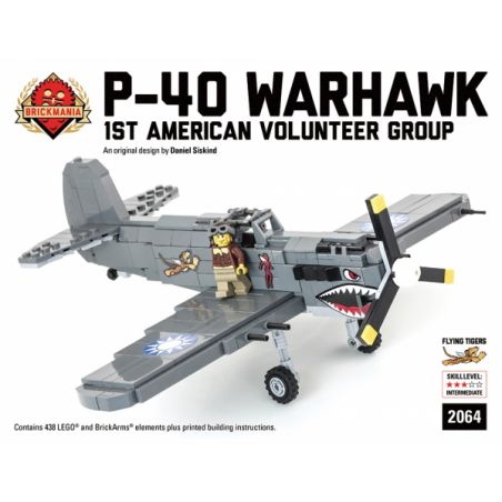 BRICKMANIA 2064 non  BỘ P-40 WARHAWK FIGHTER-PREMIUM BLACK BOX EDITION bộ đồ chơi xếp lắp ráp ghép mô hình Military Army P-40 WARHAWK PREMIUM BLACK BOX EDITION KIT Quân Sự Bộ Đội 506 khối