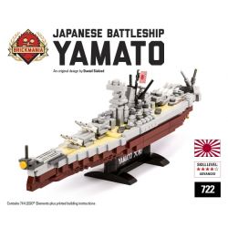 BRICKMANIA 722 non  THIẾT GIÁP HẠM YAMATO bộ đồ chơi xếp lắp ráp ghép mô hình Military Army BATTLESHIP YAMATO Quân Sự Bộ Đội 714 khối